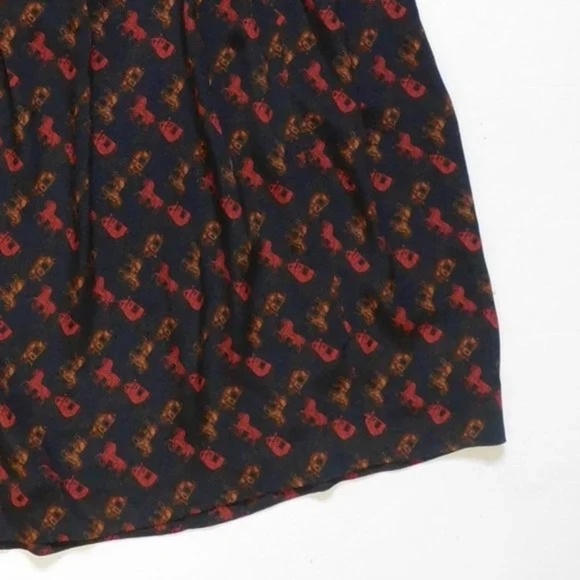 COACH Horse & Carriage Print Skirt Equestrian Equine A-Line Tie Waist Size 8 - Picture 6 of 12